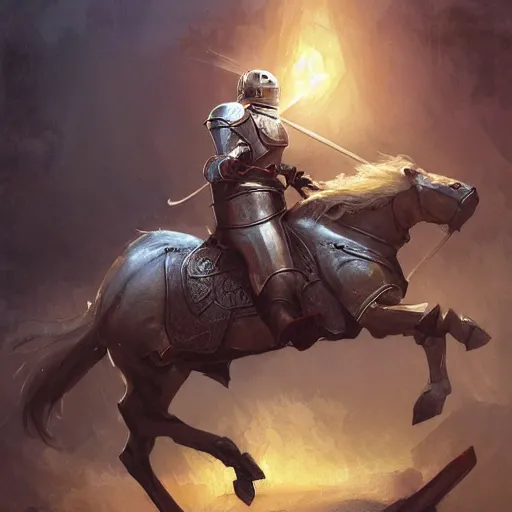 Prompt: a mounted knight in full armor and a lance, riding in a jousting arena, art by artgerm and greg rutkowski and magali villeneuve, d & d, fantasy, highly detailed, digital painting, trending on artstation, concept art, sharp focus, illustration