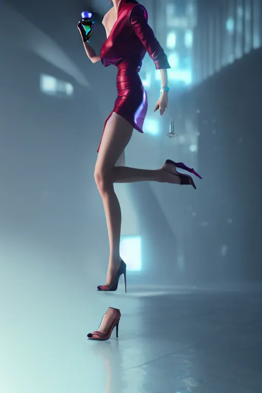 Prompt: femme fatale woman wearing cocktail dress and heels, pixar, volumetric lighting, epic composition, hyper detailed, ultra realistic, sharp focus, octane render, volumetric, ray tracing, artstation trending, cgsociety, sense of awe, 8 k