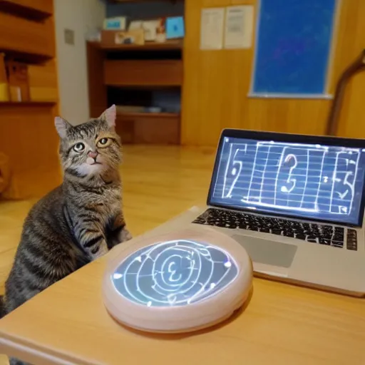 Prompt: Quantum number generator with cats