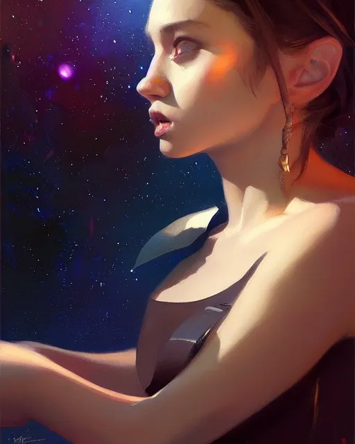 Image similar to a potrait of a space fanstasy cat, fine details. night setting. realistic shaded lighting poster by ilya kuvshinov katsuhiro, artgerm, jeremy lipkin and michael garmash, unreal engine, radiant light, detailed and intricate environment, digital art, trending on art station