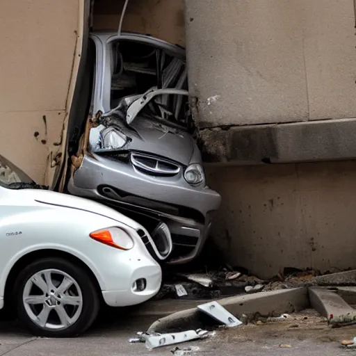 Prompt: pt cruiser crashed into a wall, ultra hd