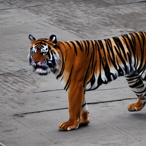 Image similar to tigers wearing designer clothes posing on a catwalk, cinematic, 8 k, hyperrealistic details