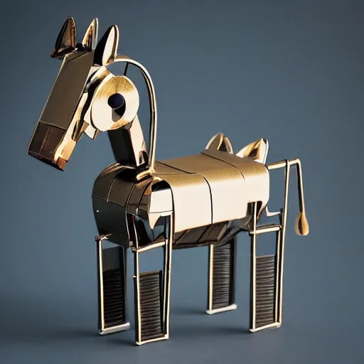 Prompt: metallic robot horse, robot photography