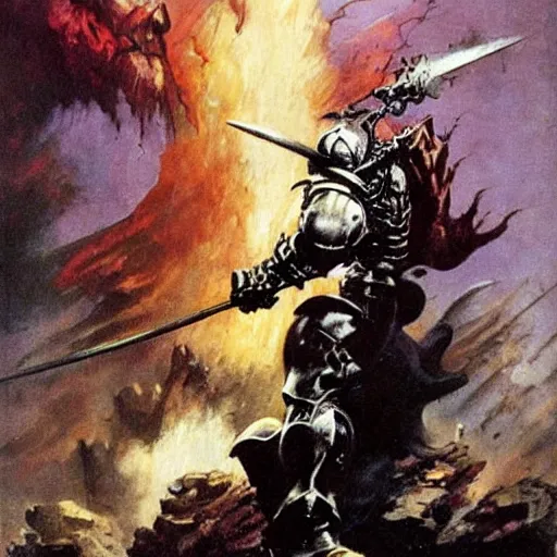 Image similar to knight by Frank Frazetta,fantasy artwork,bold,striking,high quality!!!!!,masterpiece!!!!