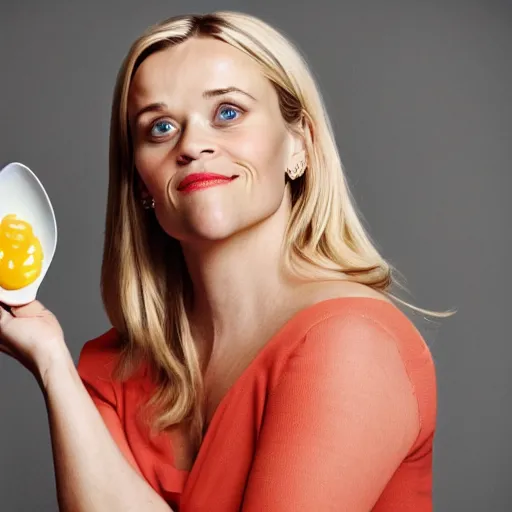 Image similar to Reese Witherspoon holding a spoon portrait 8k 50mm