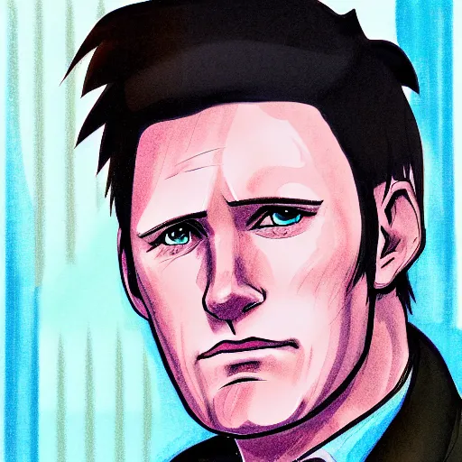 Image similar to anime cartoon, keir starmer, portrait