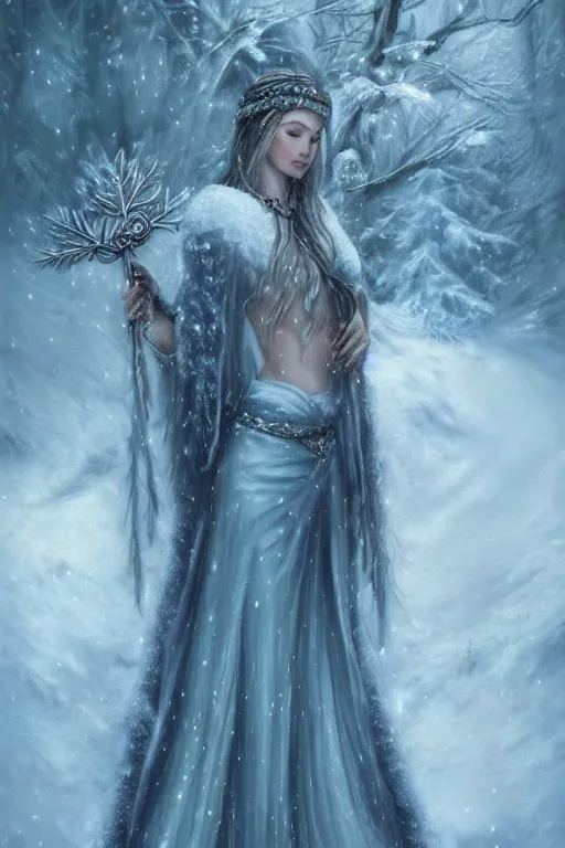 Prompt: The Goddess of Winter | fantasy art