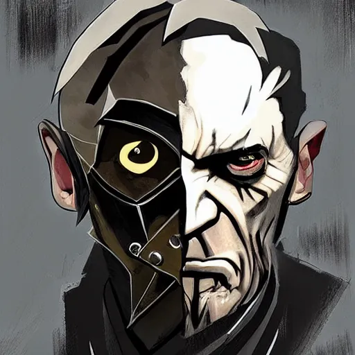 Image similar to old angry man, dishonored art style