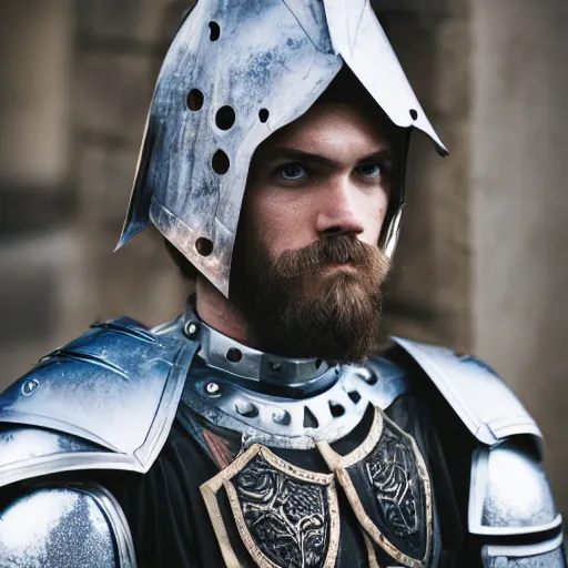 Image similar to PewDiePie as a knight, EOS-1D, f/1.4, ISO 200, 1/160s, 8K, RAW, unedited, symmetrical balance, in-frame