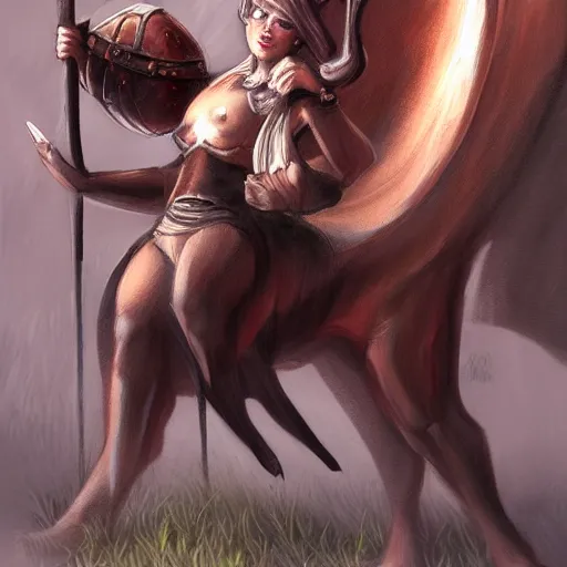 Prompt: fantasy portrait of a friendly female Minotaur mother, concept art