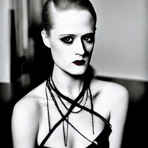 Image similar to Evan Rachel Wood, art photography by Helmut Newton