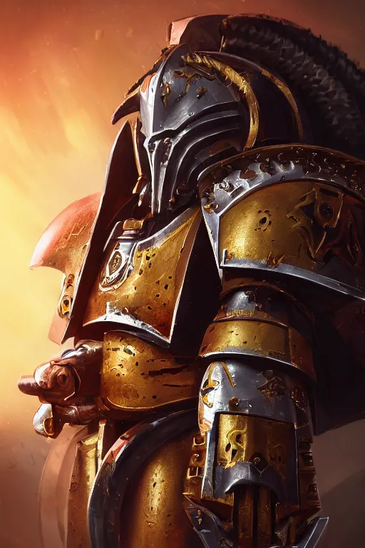 Image similar to armor portrait heros warhammer 4 0 k horus heresy fanart - the primarchs emperor by johannes helgeson animated with vfx concept artist & illustrator global illumination ray tracing hdr fanart arstation zbrush central hardmesh 8 k octane renderer comics stylized