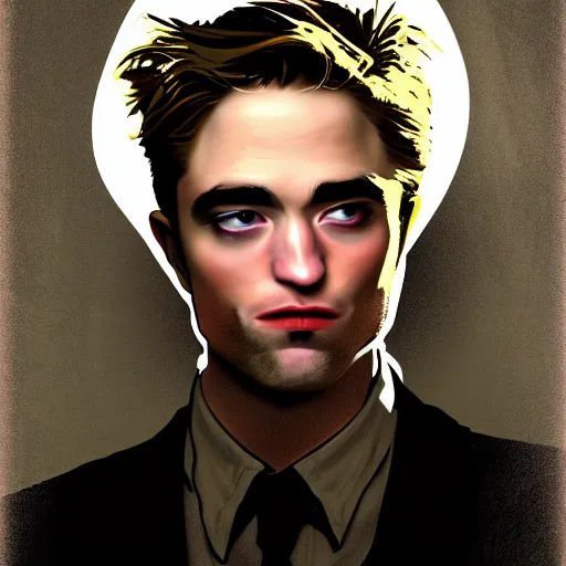 Prompt: robert pattinson as a godfather, digital art