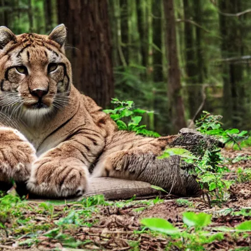 Image similar to big cat sitting in forest