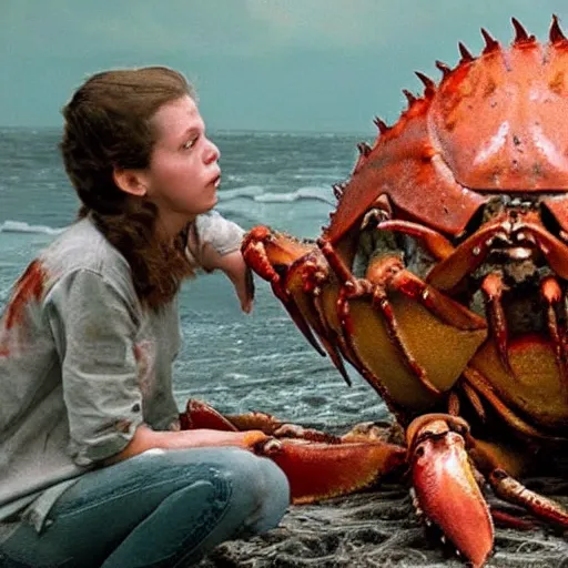 Image similar to horror movie about giant crabs eating people.