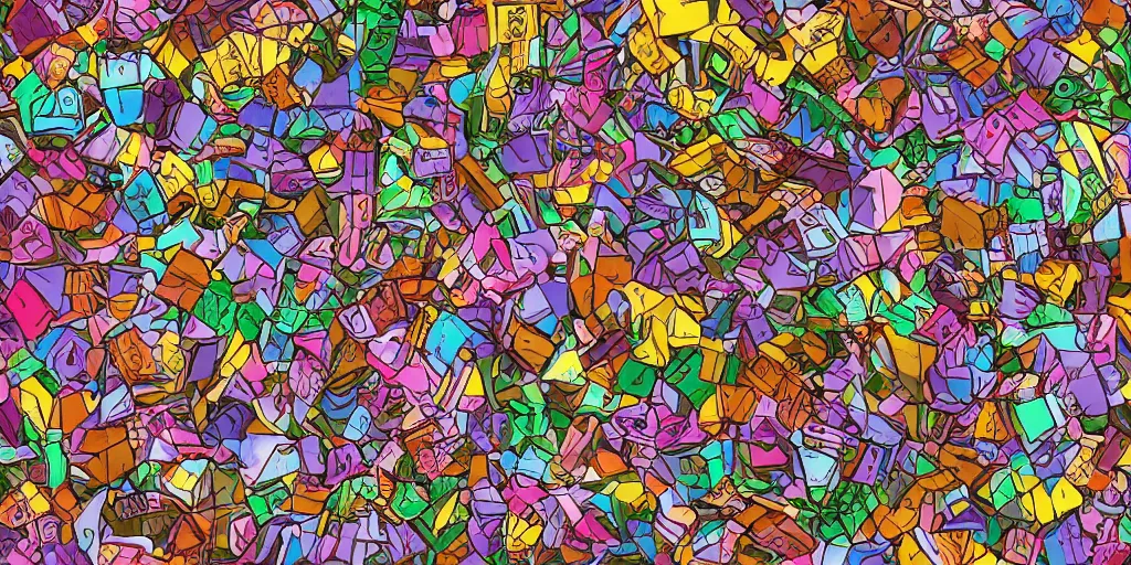 Image similar to 3 5 mm photo of escher style seamless pattern of very large colorful cubes