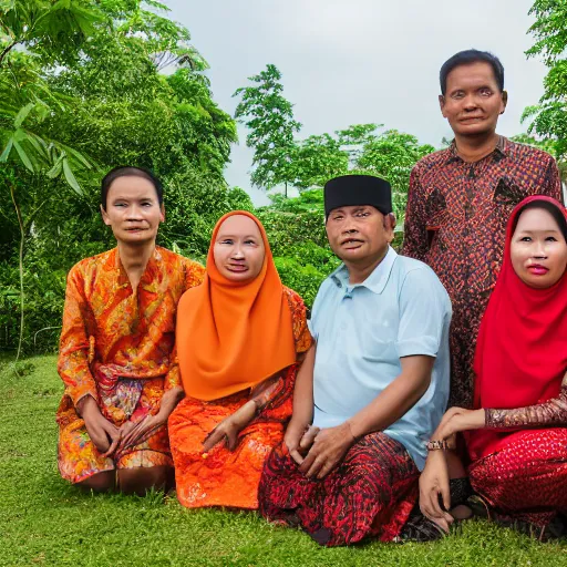 Prompt: an indonesian family portrait, vilppu, high resolution, 4 k hd