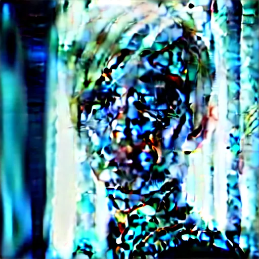 Image similar to beautiful android peeking at you though the curtains, short spiky blonde hair, cyberpunk outfit, still from closed circuit tv footage