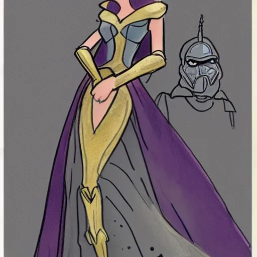 Image similar to milt kahl sketch of victoria justice as princess padme in star wars episode 3