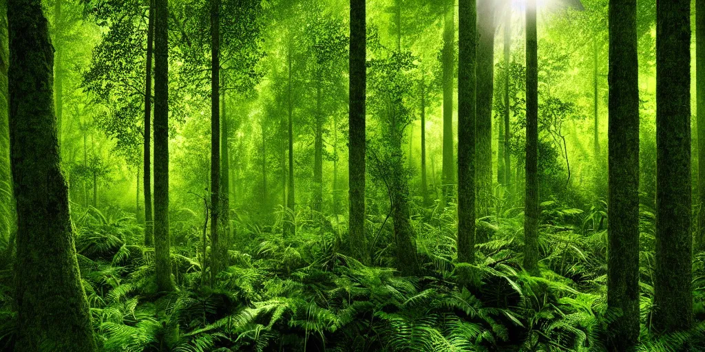 Image similar to lush forest, dense vegetation, against light, bright details, contrasting, daylight, highly detailed, by dieter rams, national geographic magazine, reportage photo, natural colors