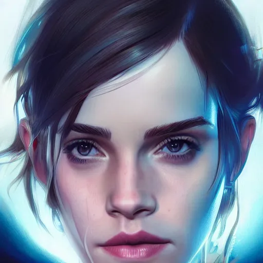 Image similar to ultra realistic illustration, emma watson as ghost in the shell anime, intricate, elegant, highly detailed, digital painting, artstation, concept art, smooth, sharp focus, illustration, art by artgerm and greg rutkowski and alphonse mucha and wlop