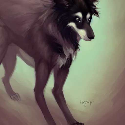 Image similar to wide angle beautiful full body portrait of a strong male anthropomorphic anthro border collie fursona, character design by charlie bowater, henry asencio, and ross tran, furry art, furaffinity, beautiful, glamor pose, detailed, aesthetic, trending on artstation