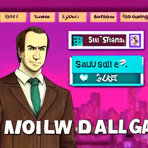 Image similar to screenshot of saul goodman in doki doki literature club