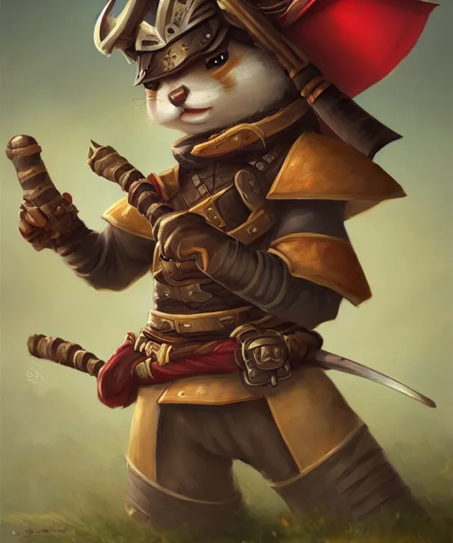 Image similar to anthropomorphic chipmunk samurai, samurai outfit, standing in a beautiful landscape, cute and adorable, dnd character art portrait, matte fantasy painting, deviantart artstation, by jason felix by steve argyle by tyler jacobson by peter mohrbacher, cinematic lighting