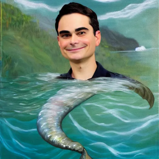 Prompt: ben shapiro as a mermaid oil painting