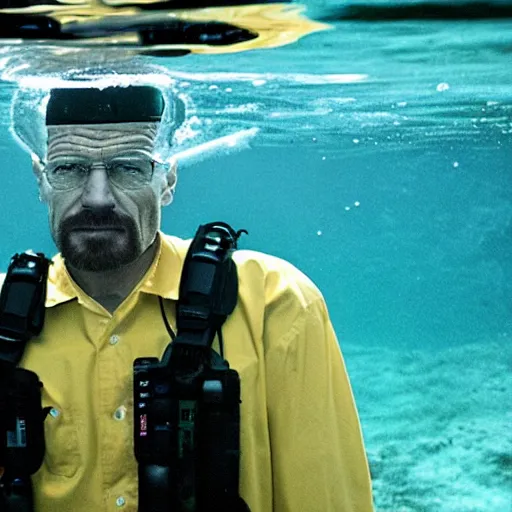 Prompt: walter white underwater