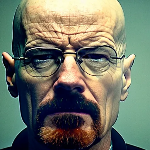 Prompt: Walter White trapped in the backrooms, movie still frame, screenshot, intense, scary, liminal