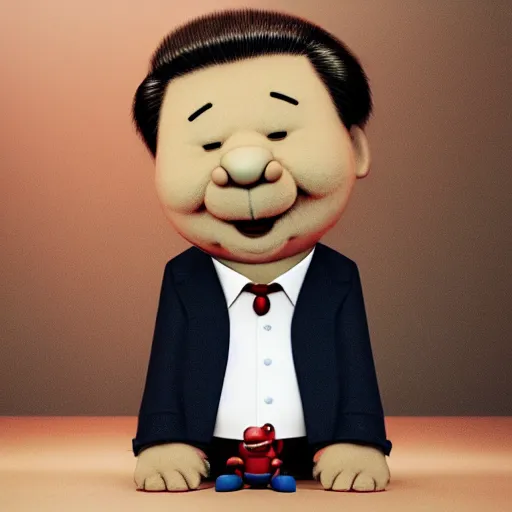 Image similar to little mr xi jinping by roger hargreaves and jim henson. octane render