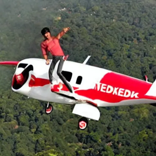 Image similar to rishi sunak flies a plane made of money