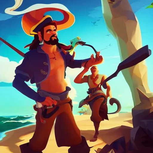 Prompt: painting treasure on sea of thieves game avatar hero smooth face median photoshop filter cutout vector, behance hd by jesper ejsing, by rhads, makoto shinkai and lois van baarle, ilya kuvshinov, rossdraws global illumination