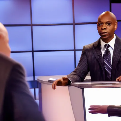 Prompt: dave chappelle as a white fox news anchor, caucasian news anchor