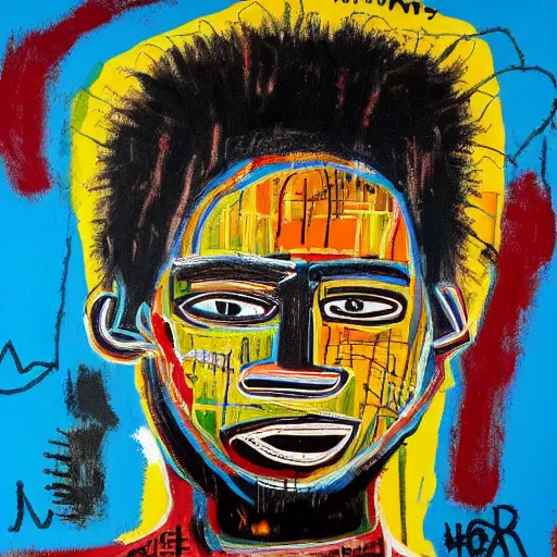 Image similar to A extremely highly detailed majestic hi-res beautiful immaculate head and shoulders painting of a strong black african man by Jean-Michel Basquiat, 8k, high textures, hyper sharp, insanely detailed and intricate, super detailed, 4k HDR high quality