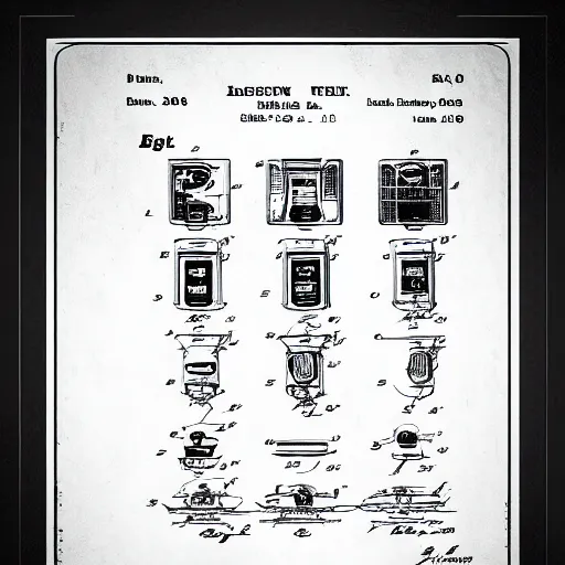 Image similar to draw einsteins fridge patent, patent style