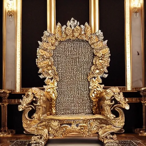 Prompt: majestic throne made of millions of diamonds and zaphires