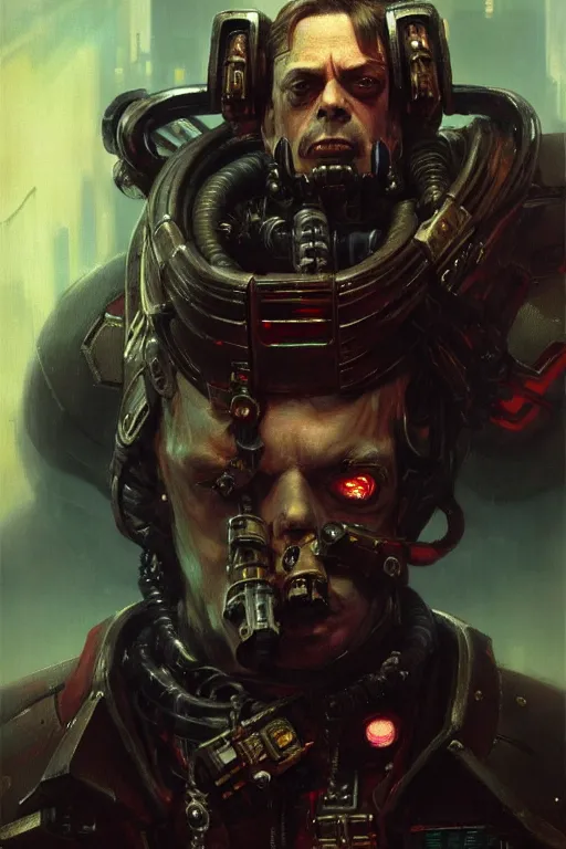 Image similar to cyberpunk warhammer 4 0 k steve buscemi, character design, painting by gaston bussiere, katsuya terada, frank frazetta, tom of finland, trending on artstation