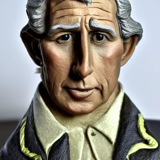 Prompt: prince charles made out of polymer clay detailed sculpture trending on artstation