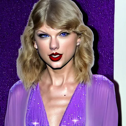 Image similar to taylor swift made of purple skin