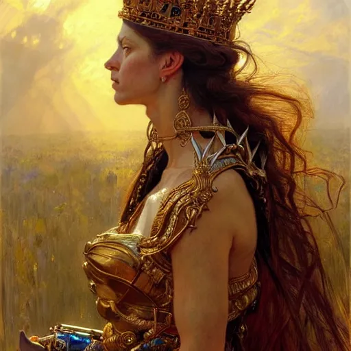 Image similar to highly detailed portrait of a majestic lioness queen in the form of a beautiful woman. d & d. art by donato giancola and eugene delacroix and ruan jia and carl larsson. trending on artstation, intricate details, energetic composition, golden ratio, concept art, illustration, elegant art, global illuminaition