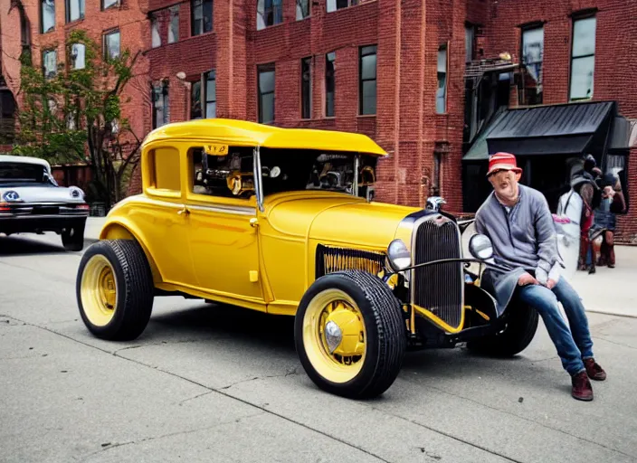 Image similar to touring chicago in a 1 9 3 0 model a ford hot rod, lowbrow style by jasmine becket - griffith and danny flynn