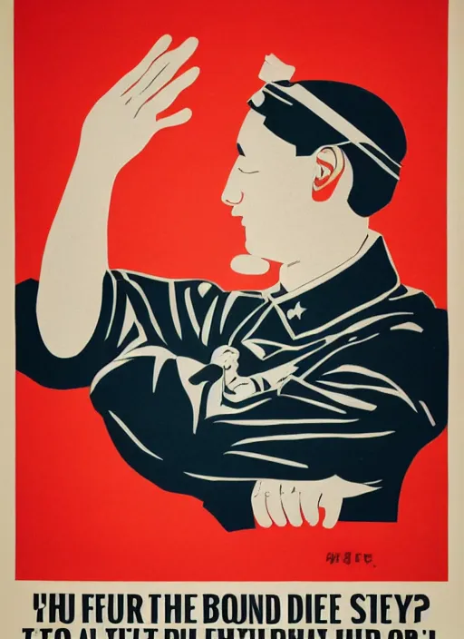 Image similar to propaganda poster instructing to close eyes when a sound is heard