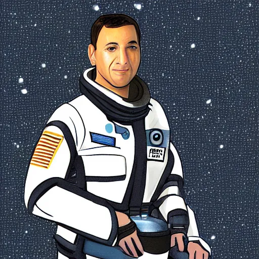 Image similar to id photo of a space officer in military outfit, digital painting