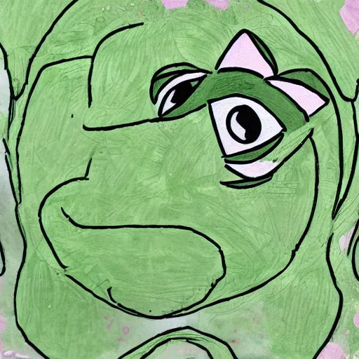 Image similar to pepe the frog as a flower