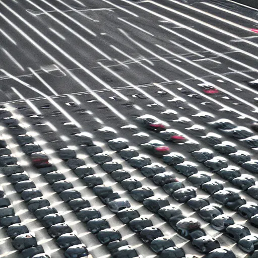 Image similar to Beatiful Fuzzy Photograph of an infinite parking lot, Long shot, full shot, wide shot, low angle,wide angle lens