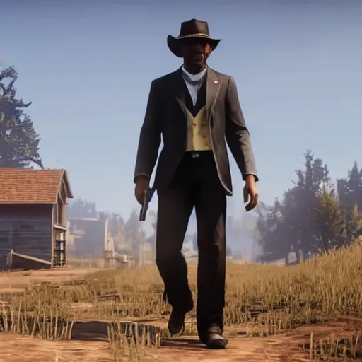 Prompt: obama in red dead redemption 2