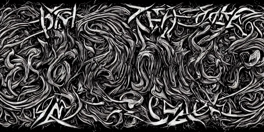 Prompt: the word subsume in death metal typeface, symmetrical, super detailed