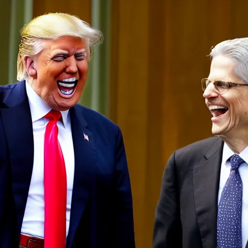 Image similar to donald trump laughing at merrick garland,